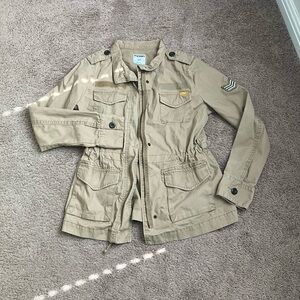 Tan Utility Jacket with Patches